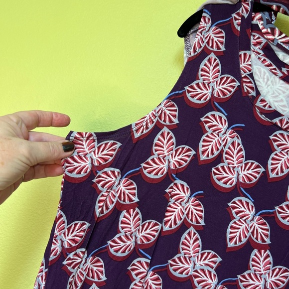 LOGO by Lori Goldstein Purple Leaf Print Blouse - Picture 5 of 9